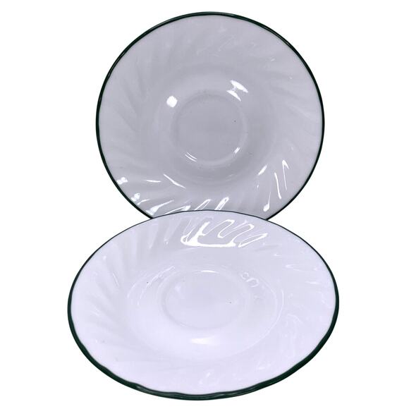 Corelle CALLAWAY IVY Saucers White Swirl Green Rim Corning Lot of 2 - Picture 1 of 5